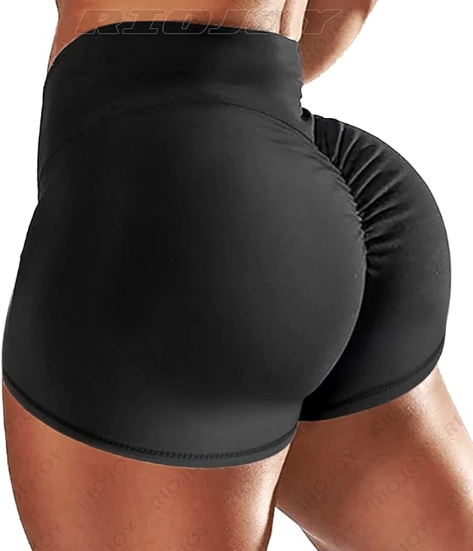 RIOJOY Women's Gym Running Shorts Scrunch Butt Booty Leggings Shorts Hot Pants