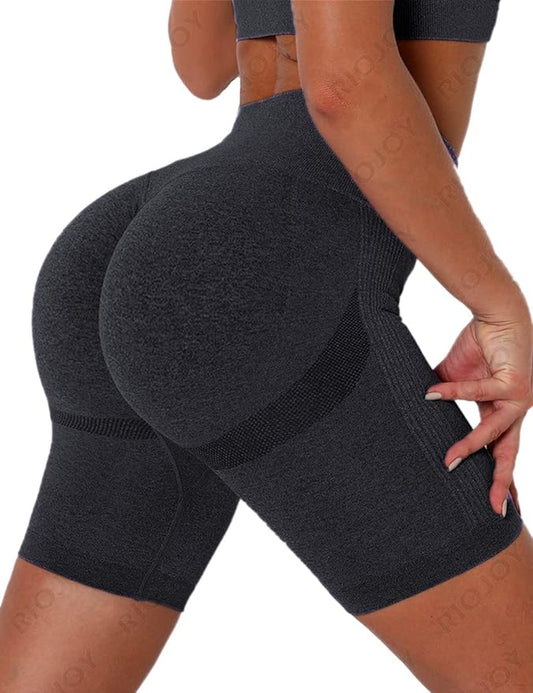 RIOJOY Scrunch Seamless Cycling Shorts for Women High Waisted Ruched Butt Lifting Sports Running Gym Shorts