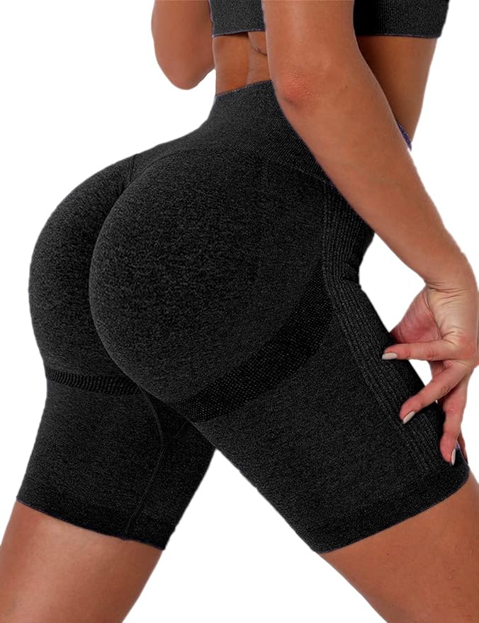 RIOJOY Scrunch Seamless Cycling Shorts for Women High Waisted Ruched Butt Lifting Sports Running Gym Shorts