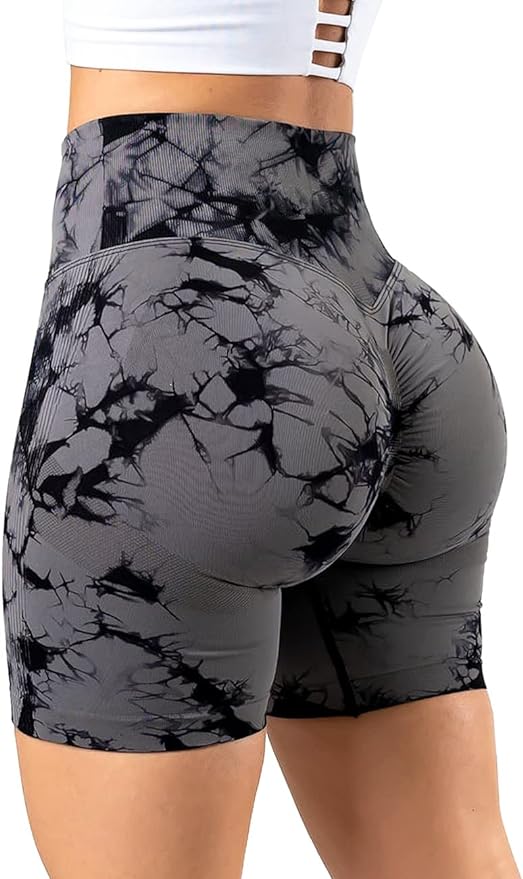 RIOJOY Short Leggings Women's Push Up Booty Sports Shorts High Waist Seamless Scrunch Butt Sports Leggings for Gym Fitness Workout Yoga