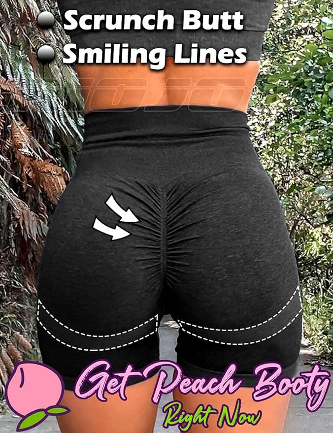 RIOJOY Scrunch Seamless Cycling Shorts for Women High Waisted Ruched Butt Lifting Sports Running Gym Shorts