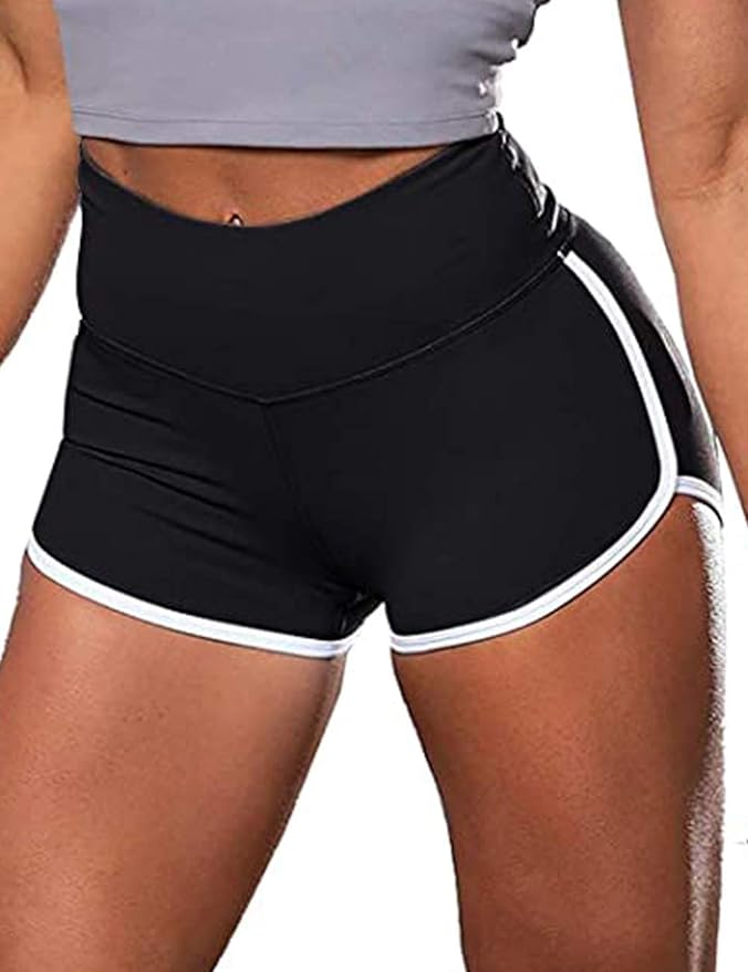 RIOJOY Women's Sexy Costume Silk Slim Dance Shorts Booty Dolphin Shorts Yoga Workout Hot Pants