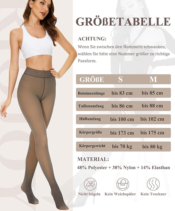 RIOJOY Thermal Tights Women's Winter Fleece Lined Transparent Thermal Tights Warm Leggings Tights